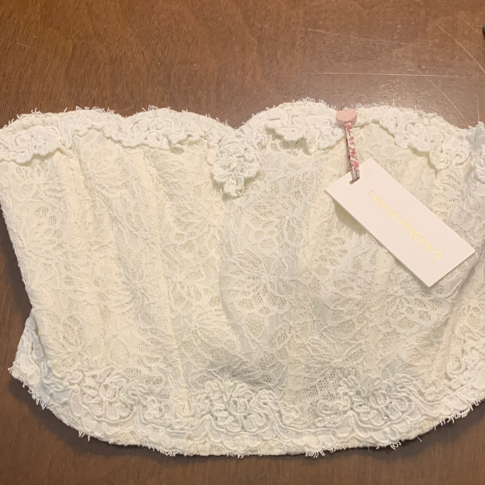 LoveShackFancy Cream Lace Bra